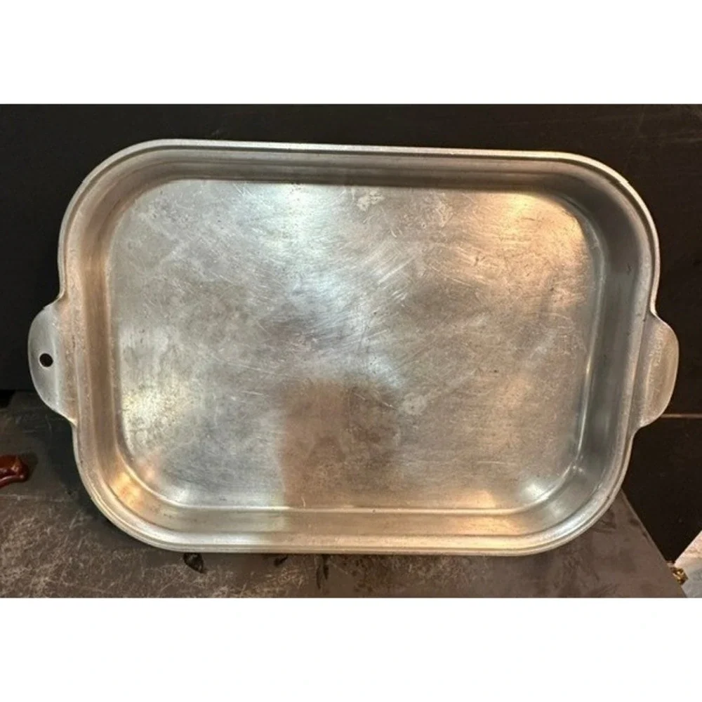 Wear-Ever 1950s Aluminum Roasting Pan No 2223 Vintage Farmhouse Kitchen 17x11in